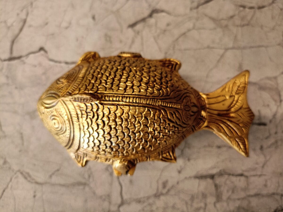 Brass Fish Kumkum Box