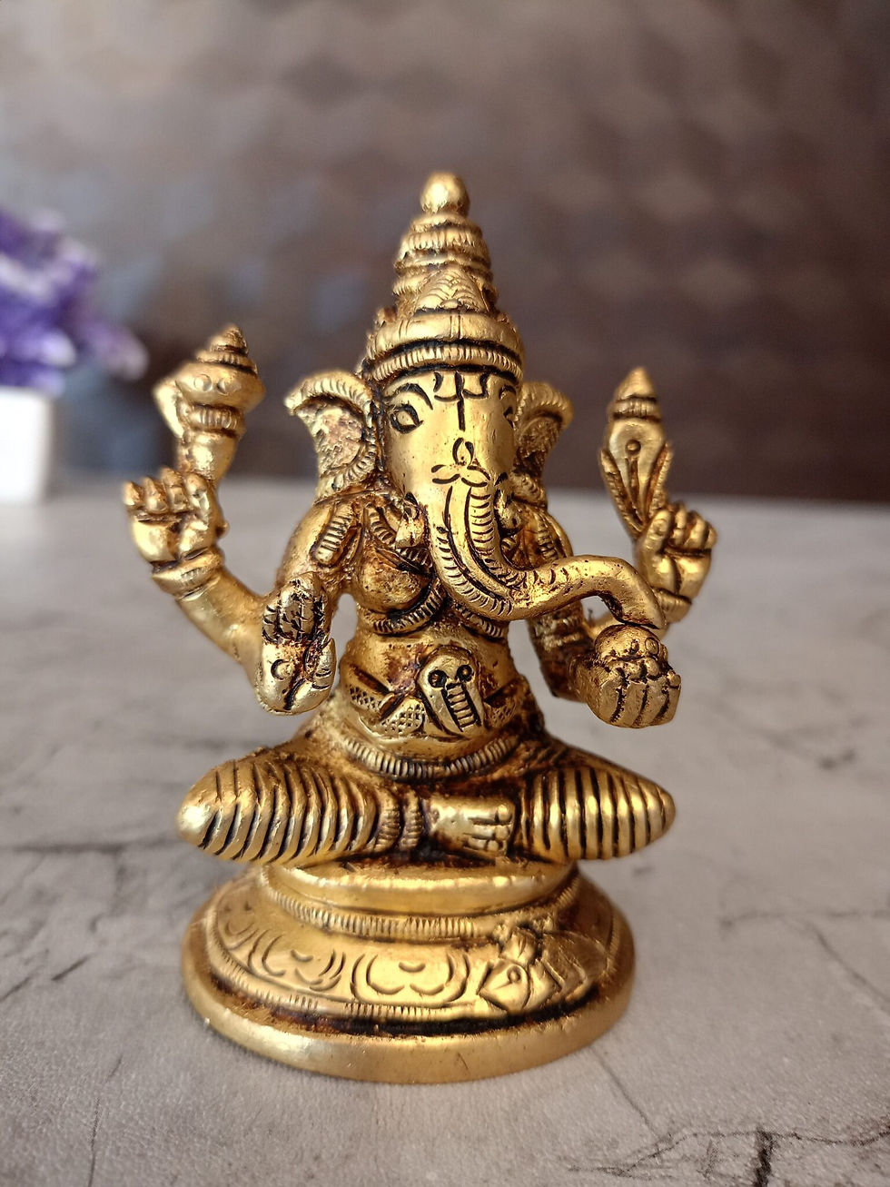 Brass Ganesha Statue For Pooja 3.5″