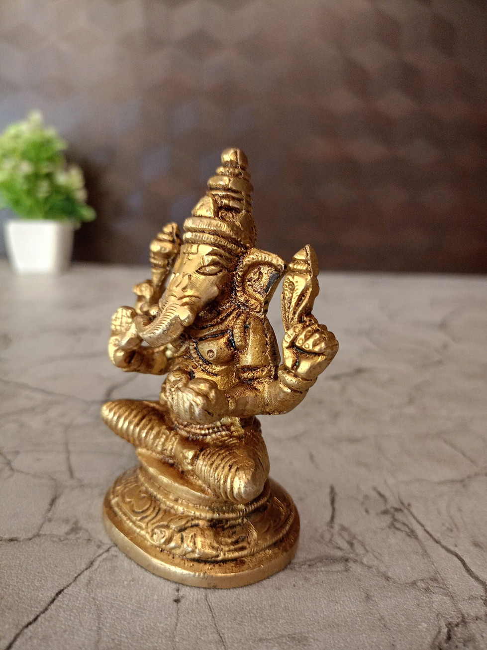 Brass Valamburi Ganesha Statue 3.5″