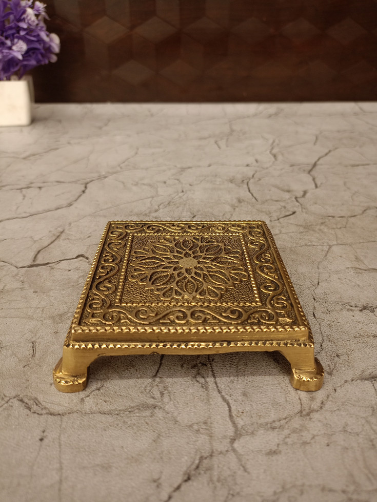 Brass Square Floral Chowki 1''