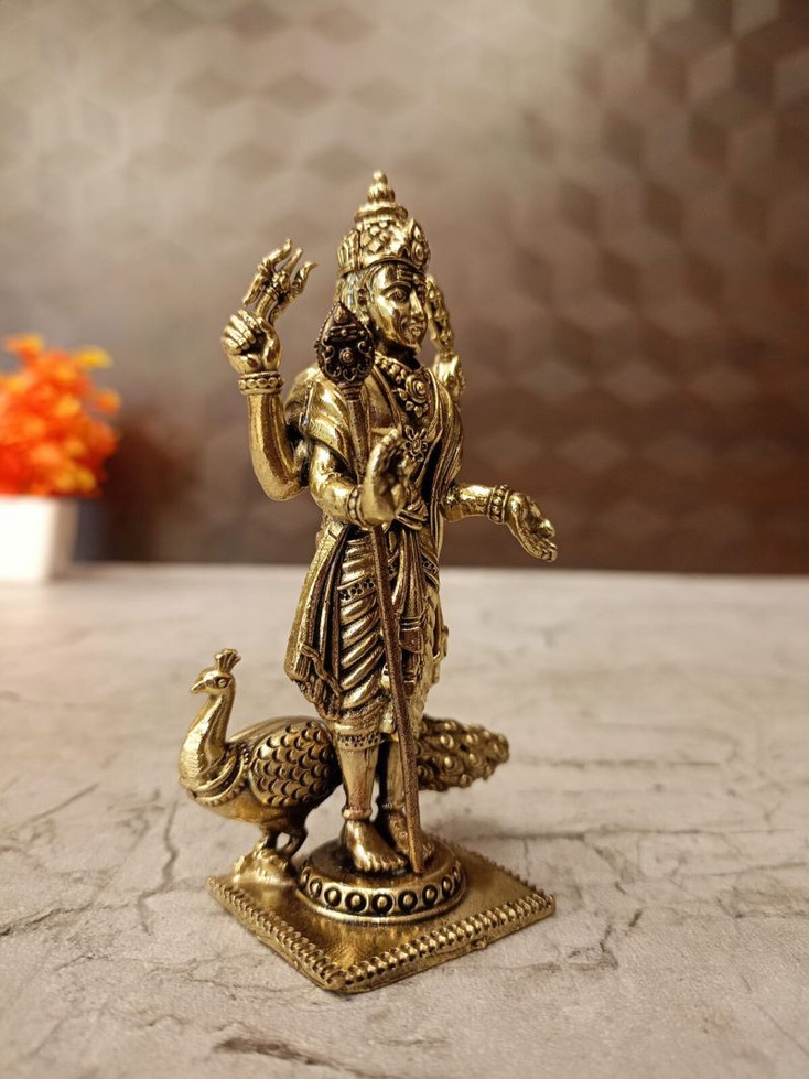 Brass Fine art Murugan Peacock Idol