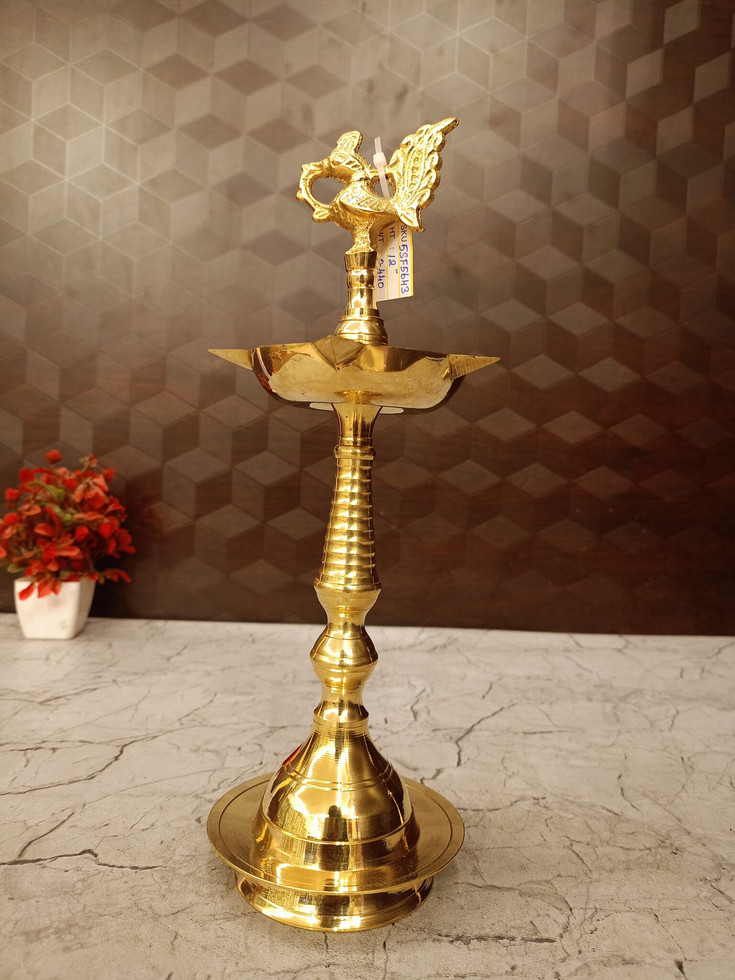 Brass Annam Five Face Kuthu Vilakku Pair 12″