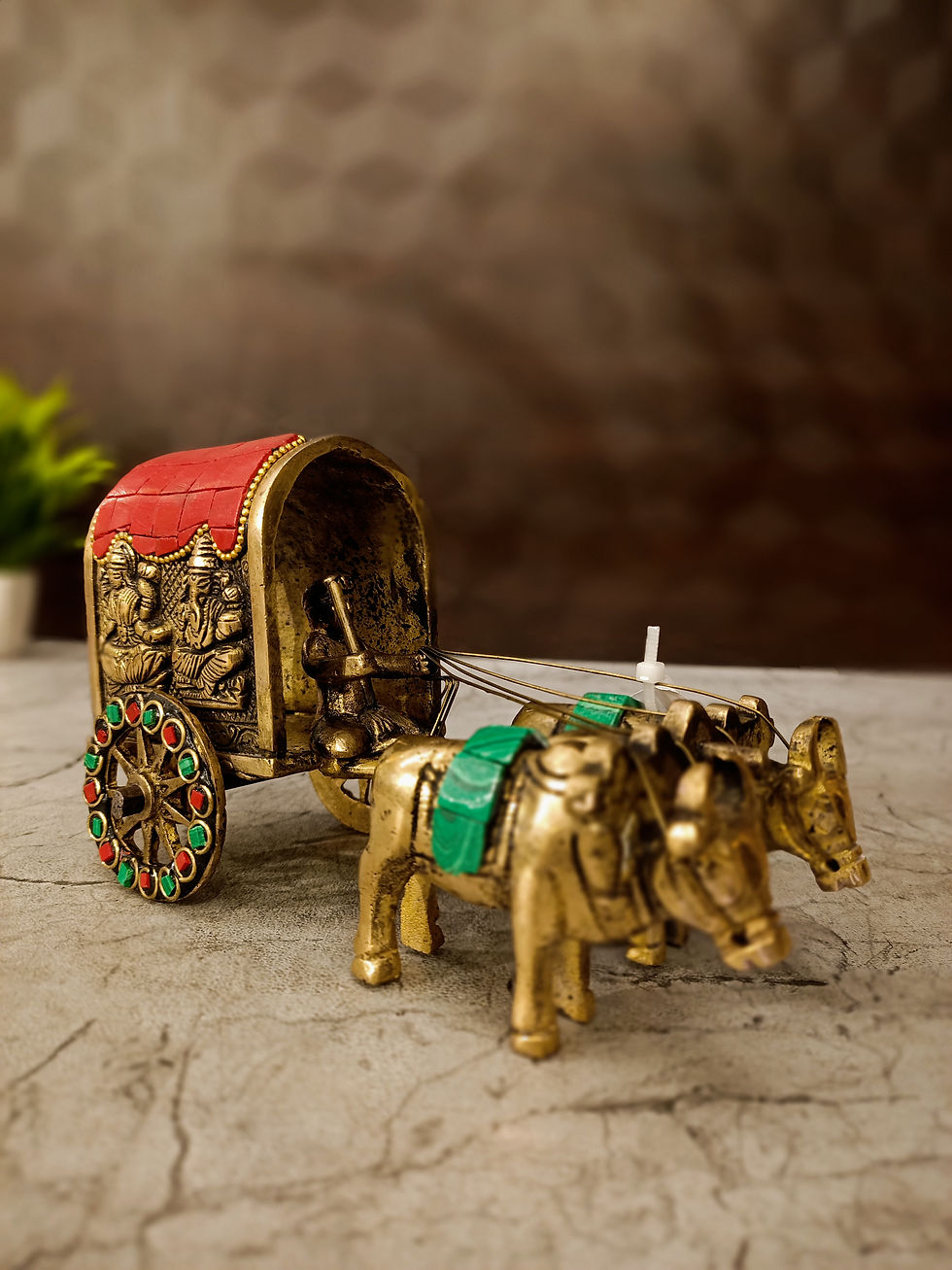 Brass Stone Bullockcart 3.5''