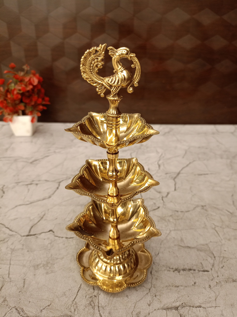 Brass Three Layer Annam Kuthu Vilakku 8'