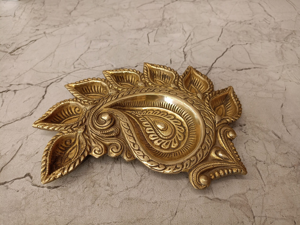 Brass Mango Shaped Plate Diya