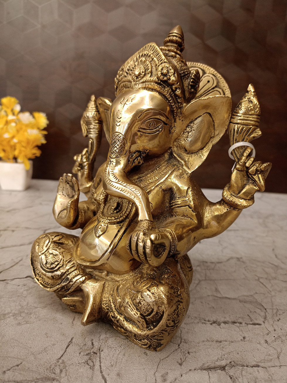 Brass Ganesha Idol 8"