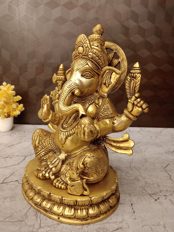 Brass Ganesha on Lotus 12''-