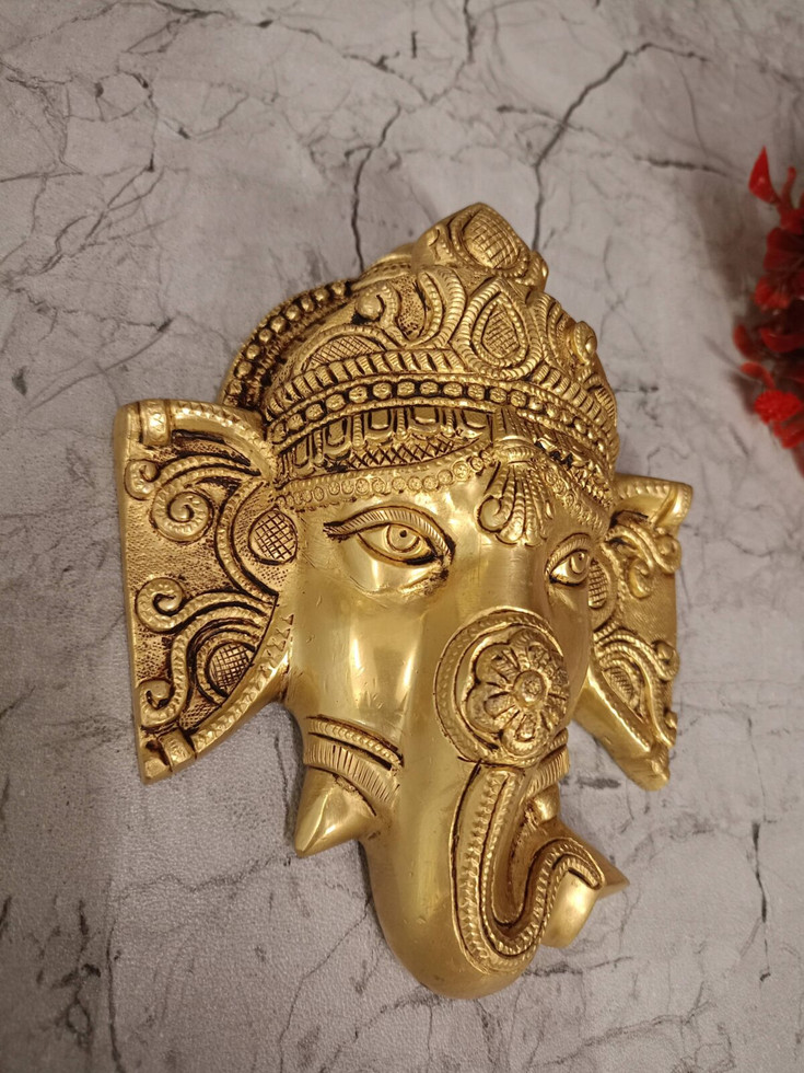 Brass Ganesha Face Wall Mount