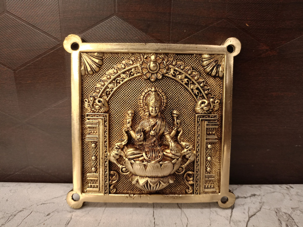 Brass Super Fine Ashtalakshmi Plate Wall Mount 4"