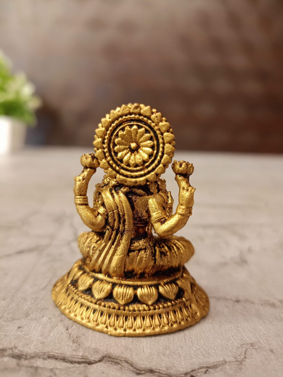 Brass Fine art Lotus Lakshmi idol