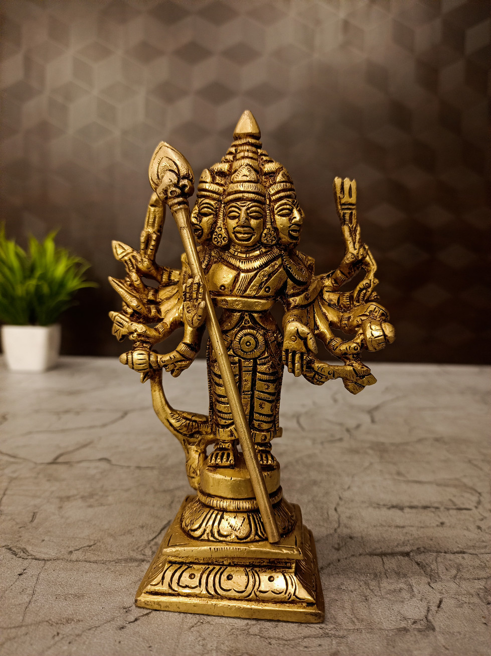 Brass Six Face Murugan Idol 5.5"