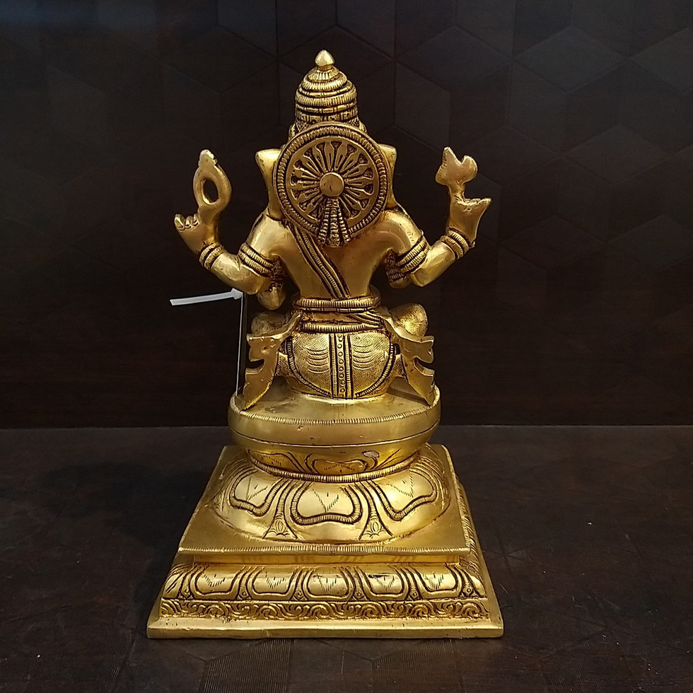 Brass Ganesha on Big Designer Base Statue- 9″
