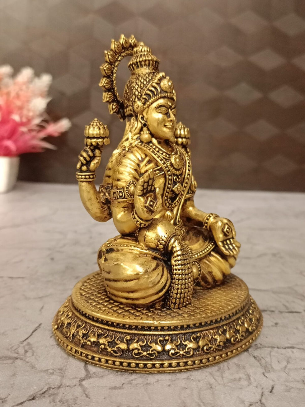 Brass Fine art Lakshmi Idol on round base
