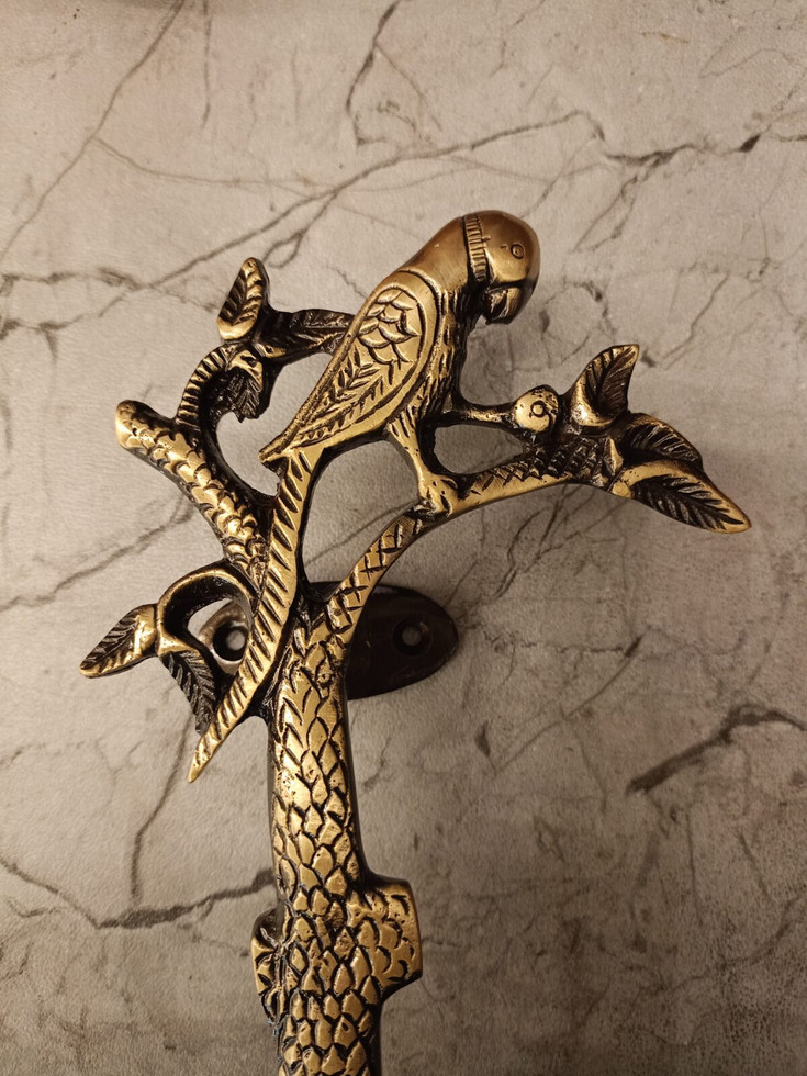 Brass Parrot on Stem Door Handle