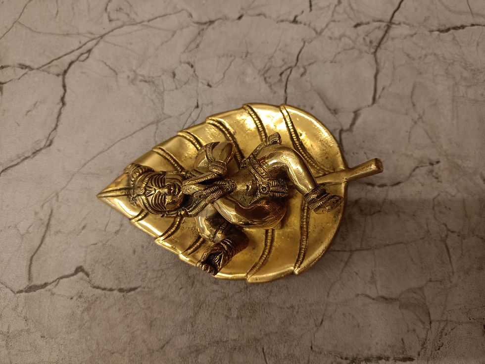 Brass Leaf Krishna Idol