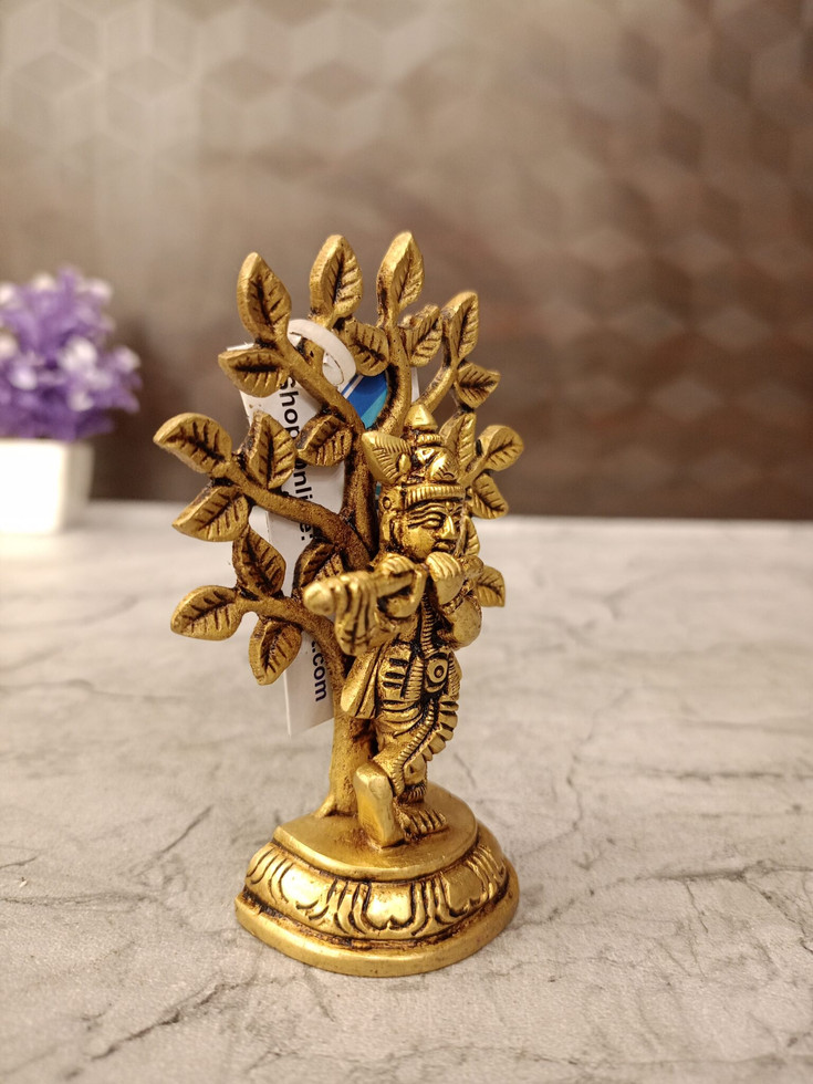 Brass RadhaKrishna Under Tree 3.5″