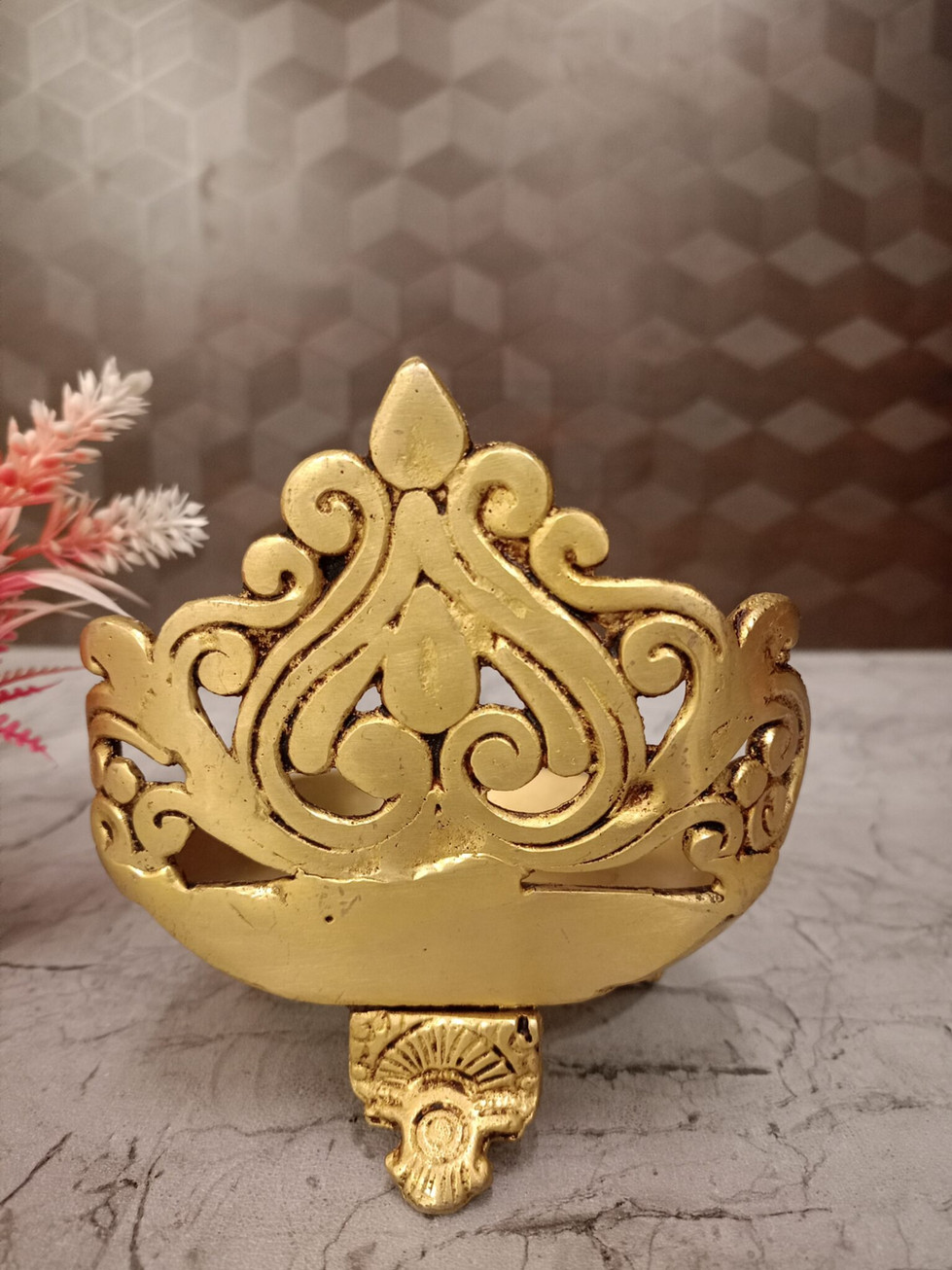 Brass Designer Single face Diya