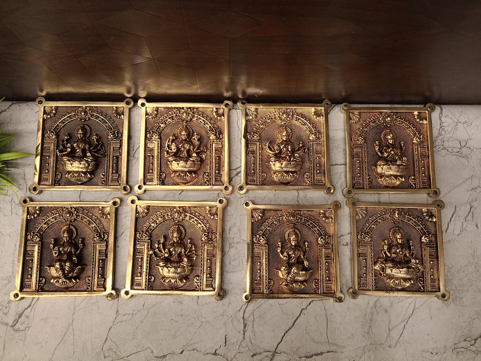 Brass Super Fine Ashtalakshmi Plate Wall Mount 4"