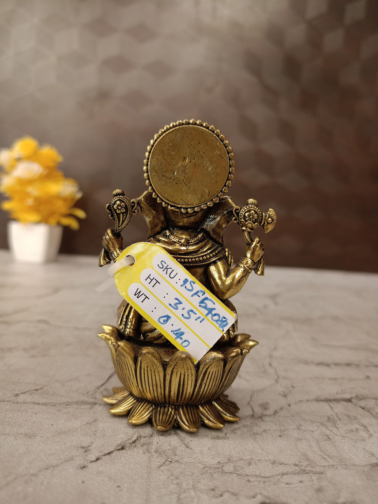 Brass Fine Art Ganesha Sitting On Lotus Base