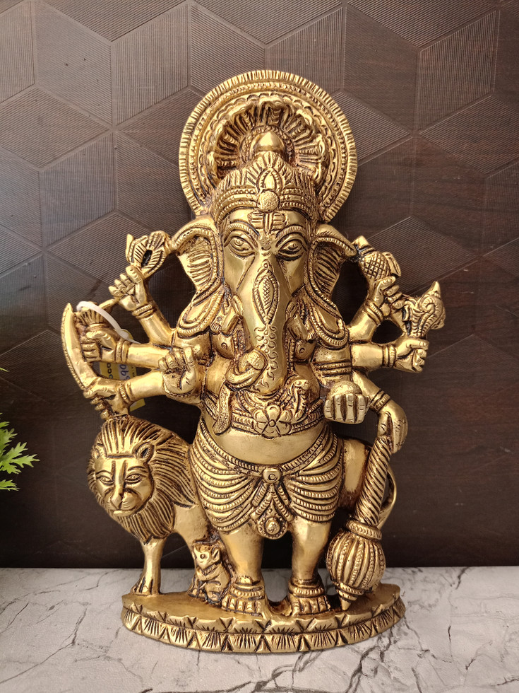 Brass Kantristi Ganesha Wall Mount 9"