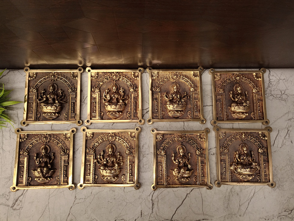 Brass Super Fine Ashtalakshmi Plate Wall Mount 4"