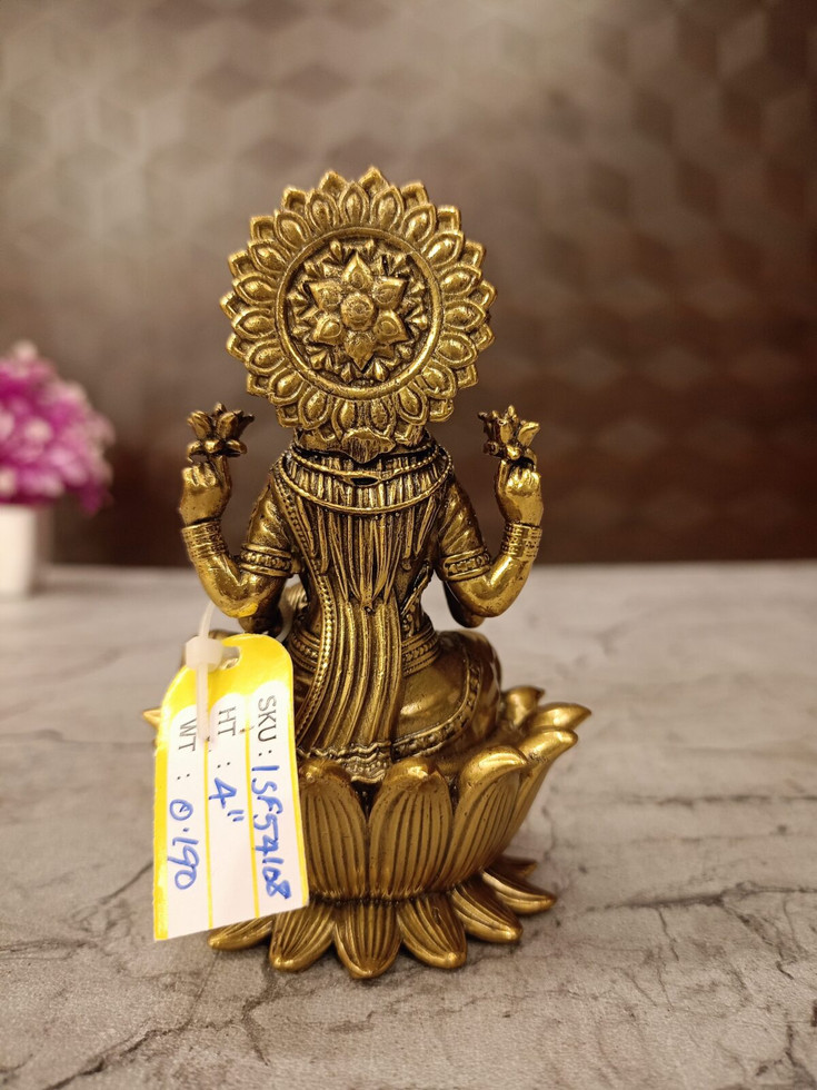 Brass Fine art Lakshmi on Lotus Base with Coin Pot