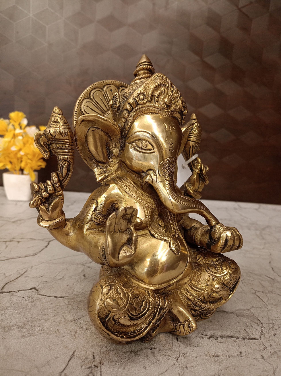 Brass Ganesha Idol 8"
