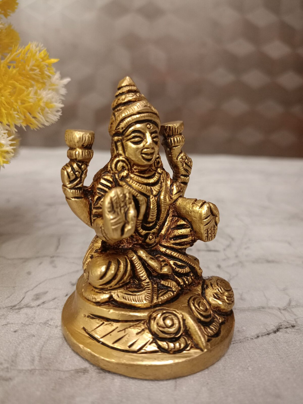Brass Lakshmi sitting on Owl