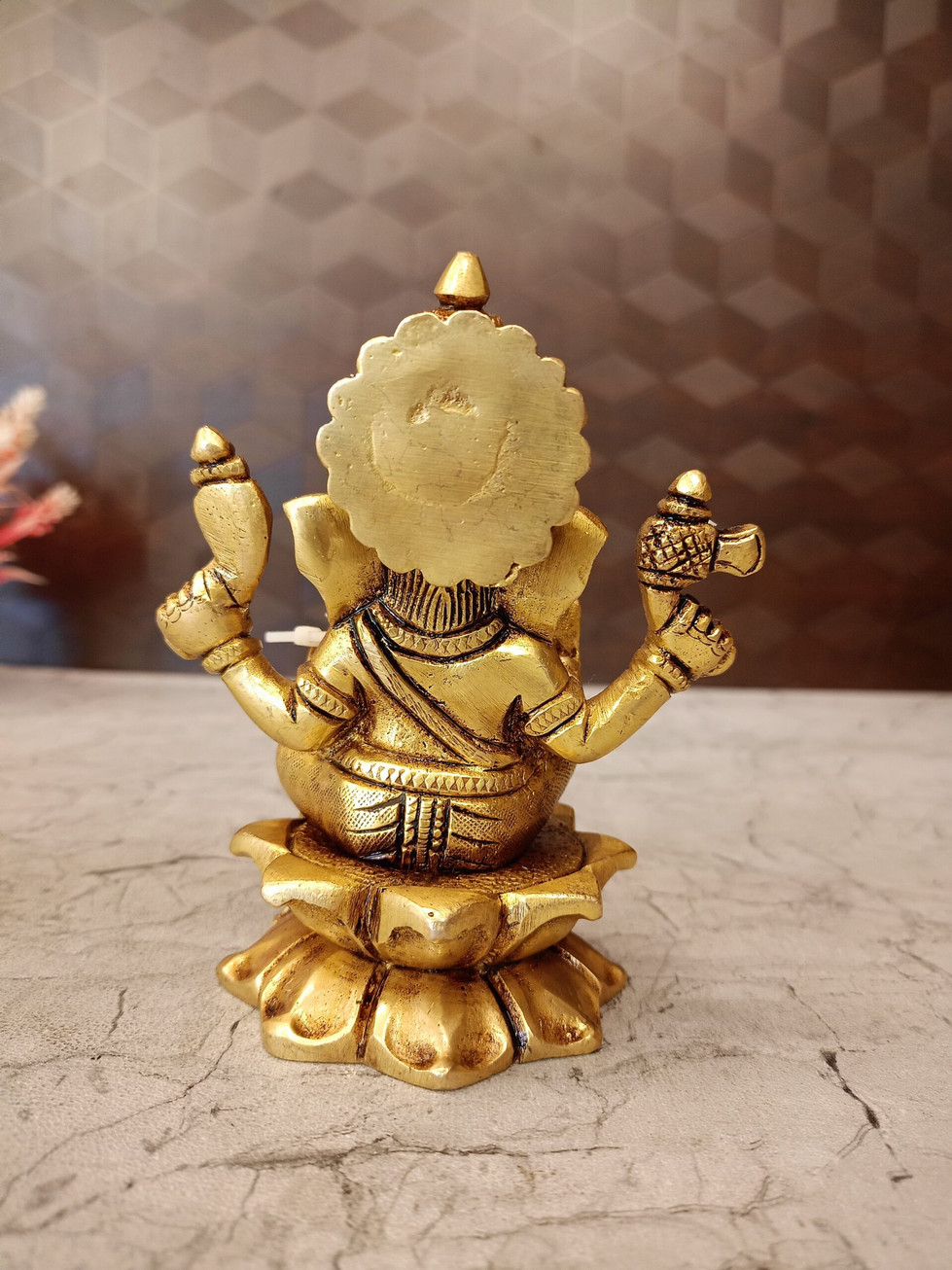 Brass Ganesha Sitting On Lotus Base