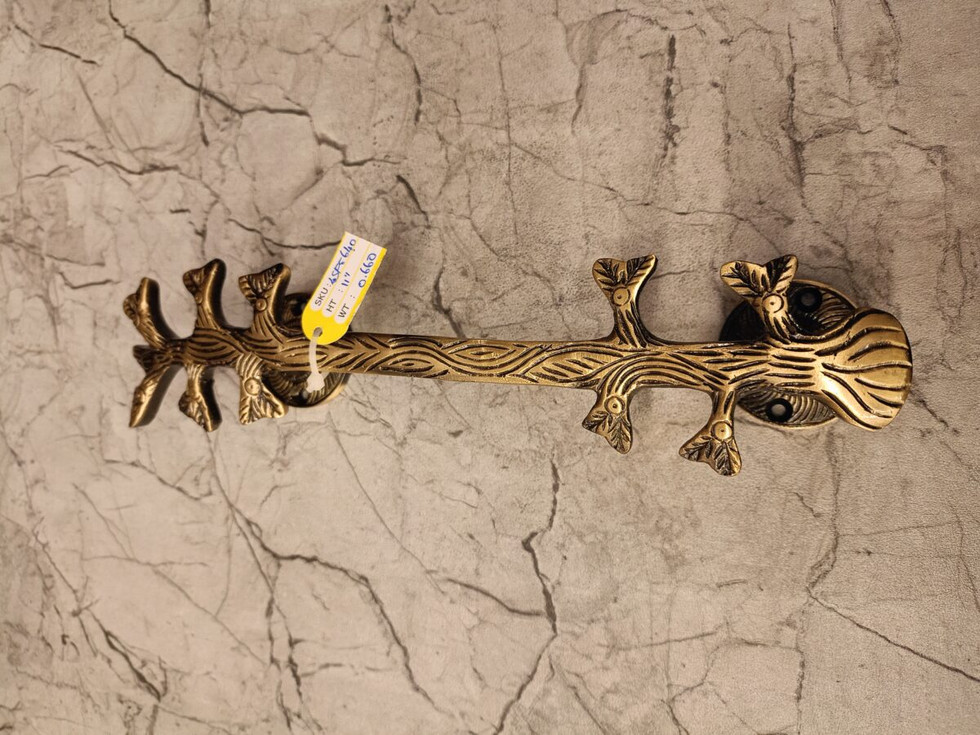 Brass Stem With Leaf Door Handle 11″