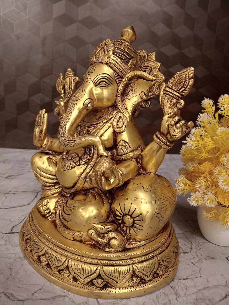 Brass Ganesh on Sofa idol