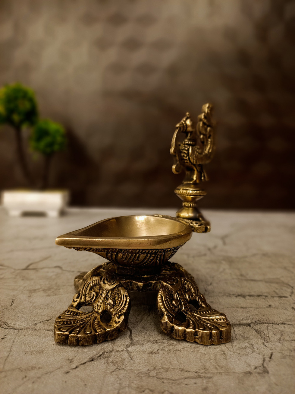 Brass Annam Designer Base Single Face Diya 5.5"