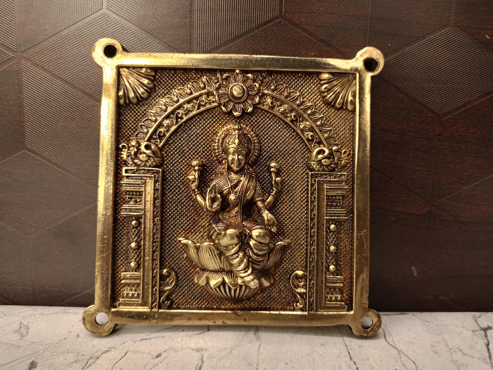 Brass Super Fine Ashtalakshmi Plate Wall Mount 4"