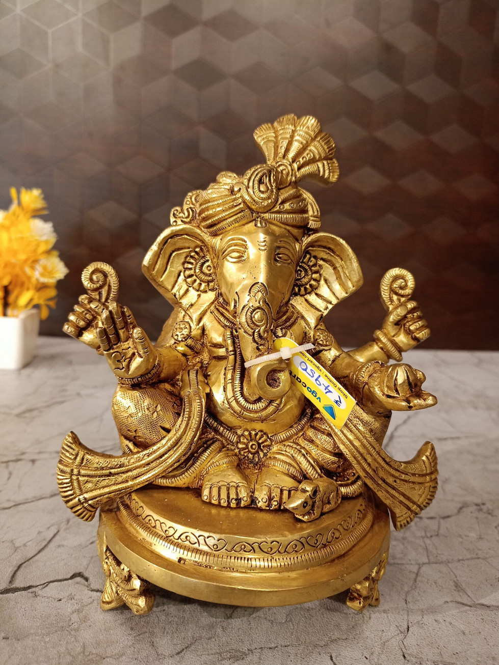 Brass Pagadi Ganesha Statue 7.5