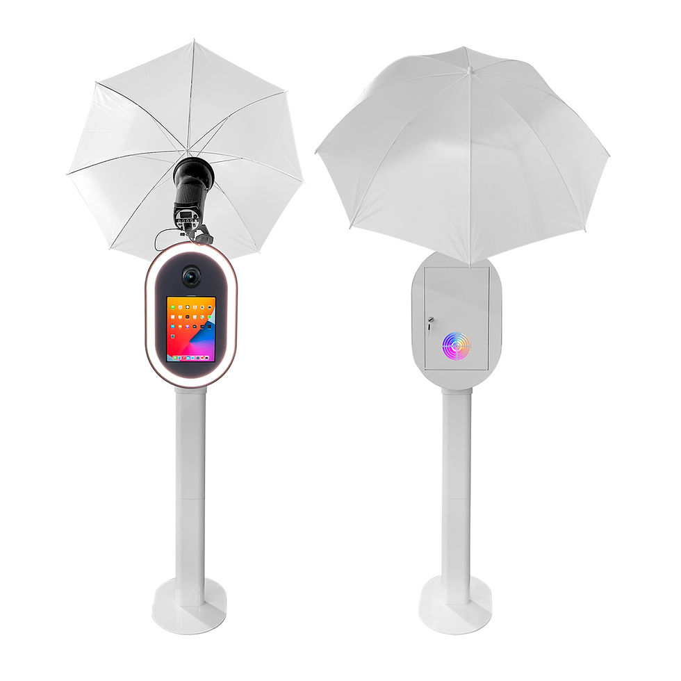 Thumbnail: Oval iPad Dslr Photo Booth with printer stand, flash and umbrella