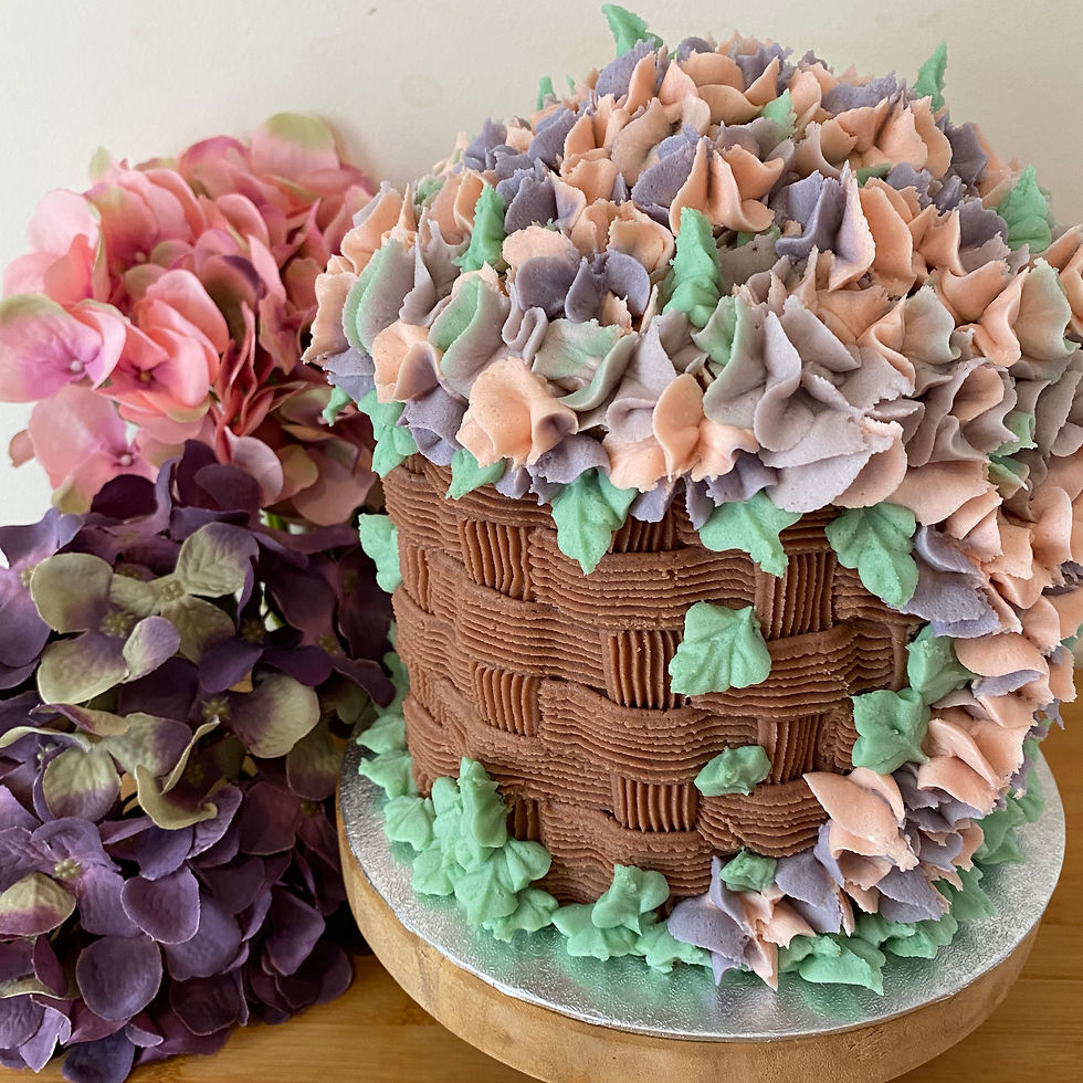 Butter, Sugar, Flower Hydrangea Basket Cake