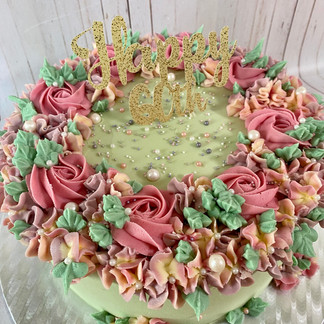 10 Inch 60th Floral Cake
