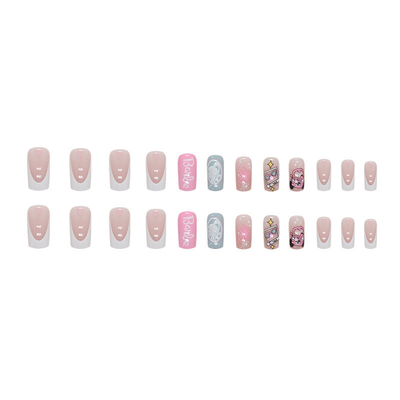 Thumbnail: Medium to long square heart-shaped princess cute 24 piece set Press on nails