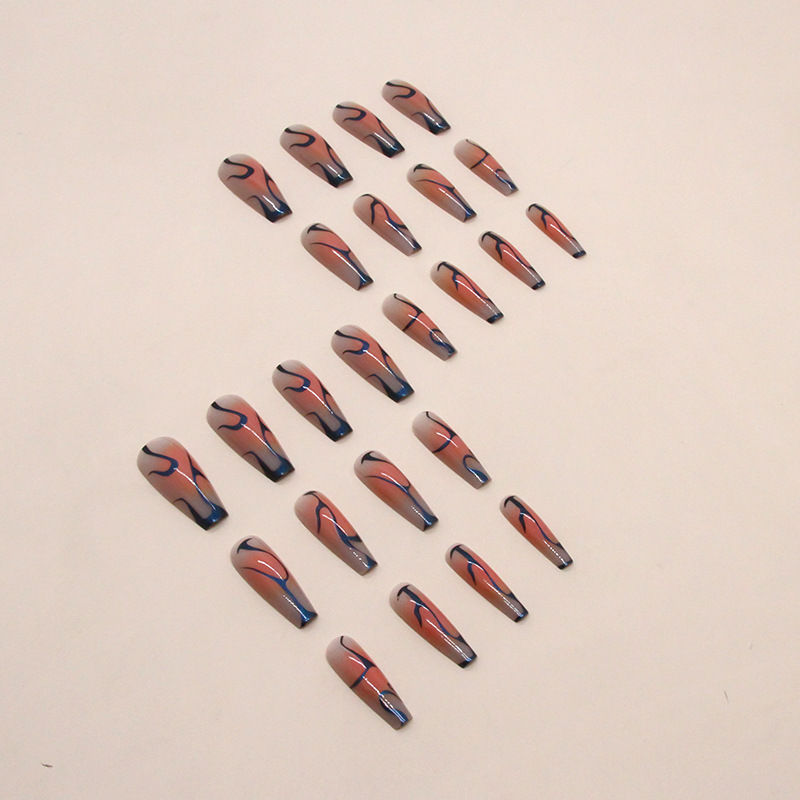 Thumbnail: Press on nails long ballet blue aurora galaxy eye-catching