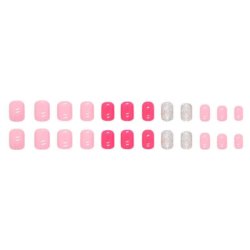 Thumbnail: Pink White Rose Red Solid Color Sparkling Nail Art