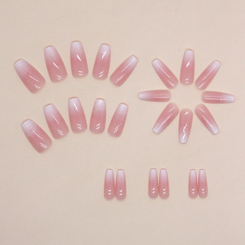 Thumbnail: Medium-length ballet nails for girls with gradient glitter