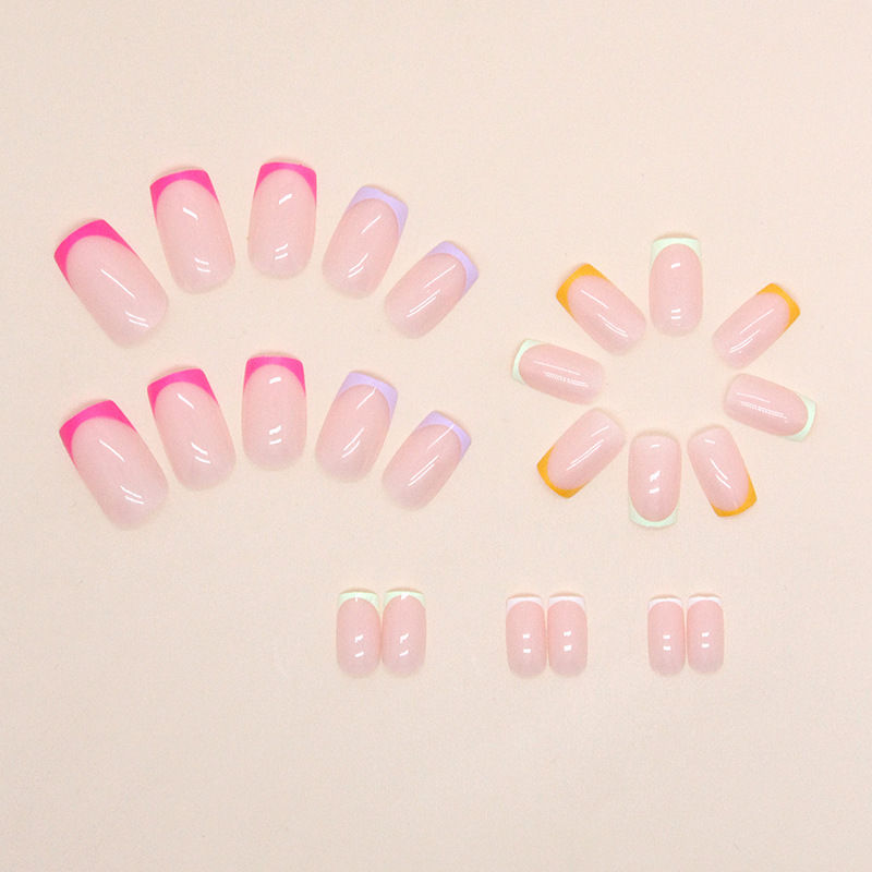 Thumbnail: Medium-length European and American square colorful summer  Press-on nail