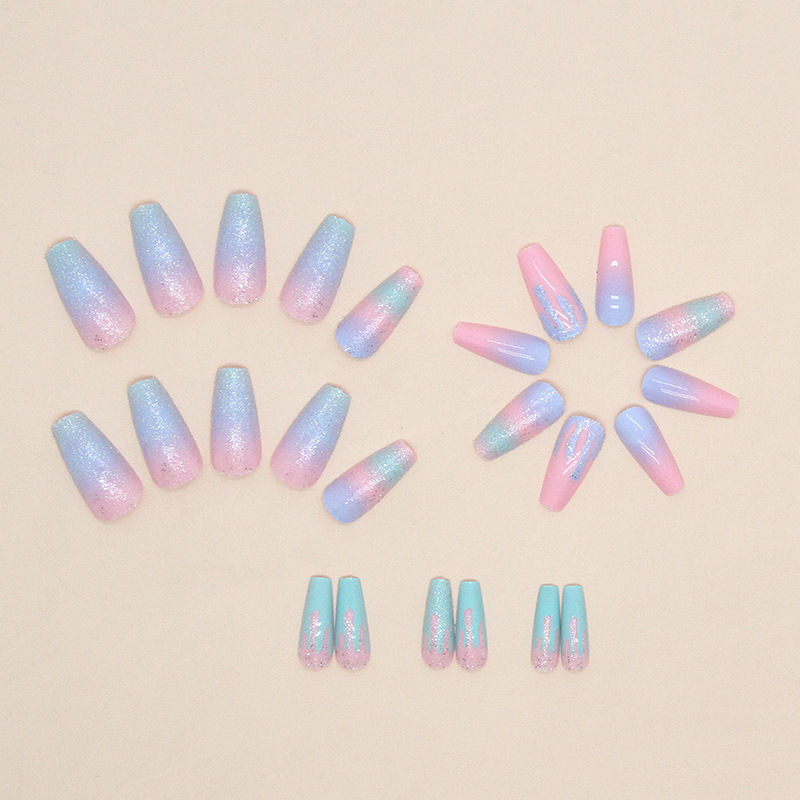 Thumbnail: Sweet and Sparkling Girl Macaron Gradient Nail Art Flow Heart Summer Cute nails