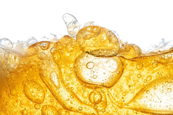 Conceptual image, yellow fat, like obesity cells, under the microscope, is a chemical proc