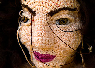 portraits sculptural crochet installation