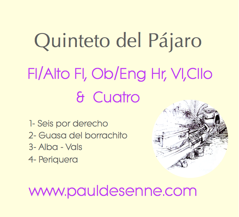 Quinteto del Pájaro - Four Movements - Fl,Ob,Vl,Cllo,Cuatro
