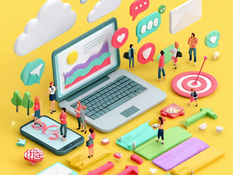 AI generated image of marketing landscape across a laptop