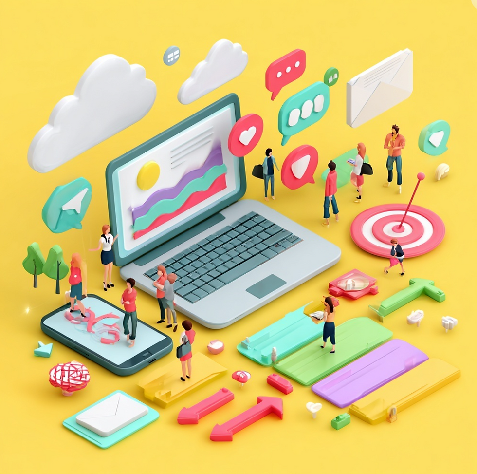 AI generated image of marketing landscape across a laptop