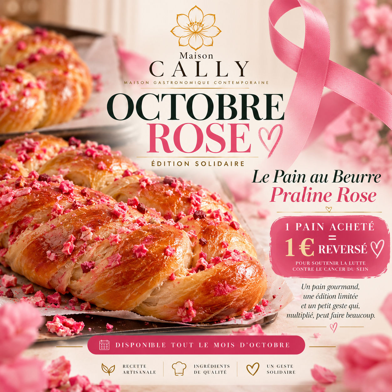 🎀 Pain au Beurre Praline Rose — Édition Octobre Rose