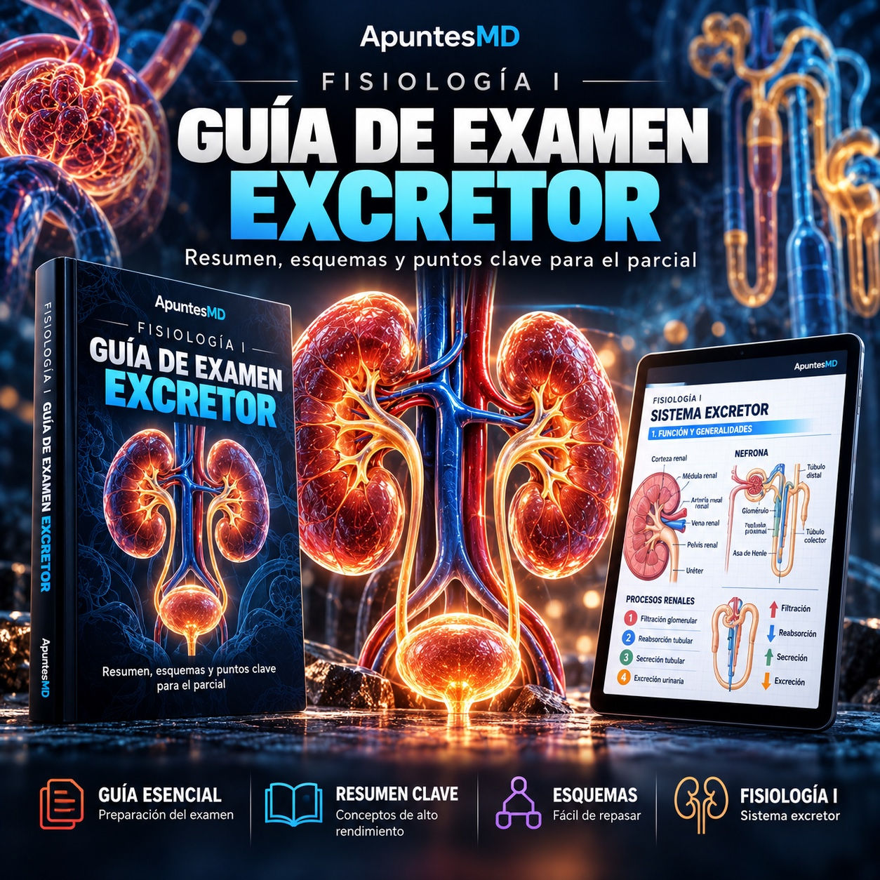Guía de examen de aparato excretor de Fisiología I ApuntesMD